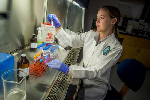 Student in lab